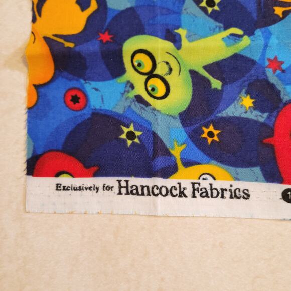 Cotton Fabric Colorful Aliens Stars Blue Space Print 18" x  44" Hancock Fabrics - Picture 9 of 14